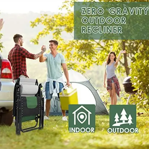 

Zero Gravity Chair Lounge Chair Outdoor Recliner with Cup Holder Adjustable Headrest for Patio Pool Deck Camping Support 380lbs