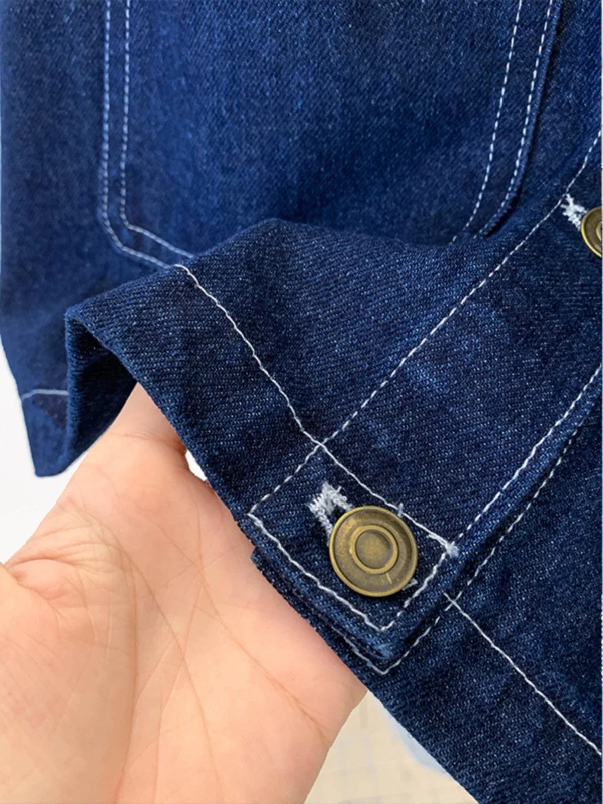 Hong Kong Flavor Retro Fashion Stacked Outdoor Denim Vest Women Autumn and Winter New Western Sle Age-Reducing Polo Collar ...