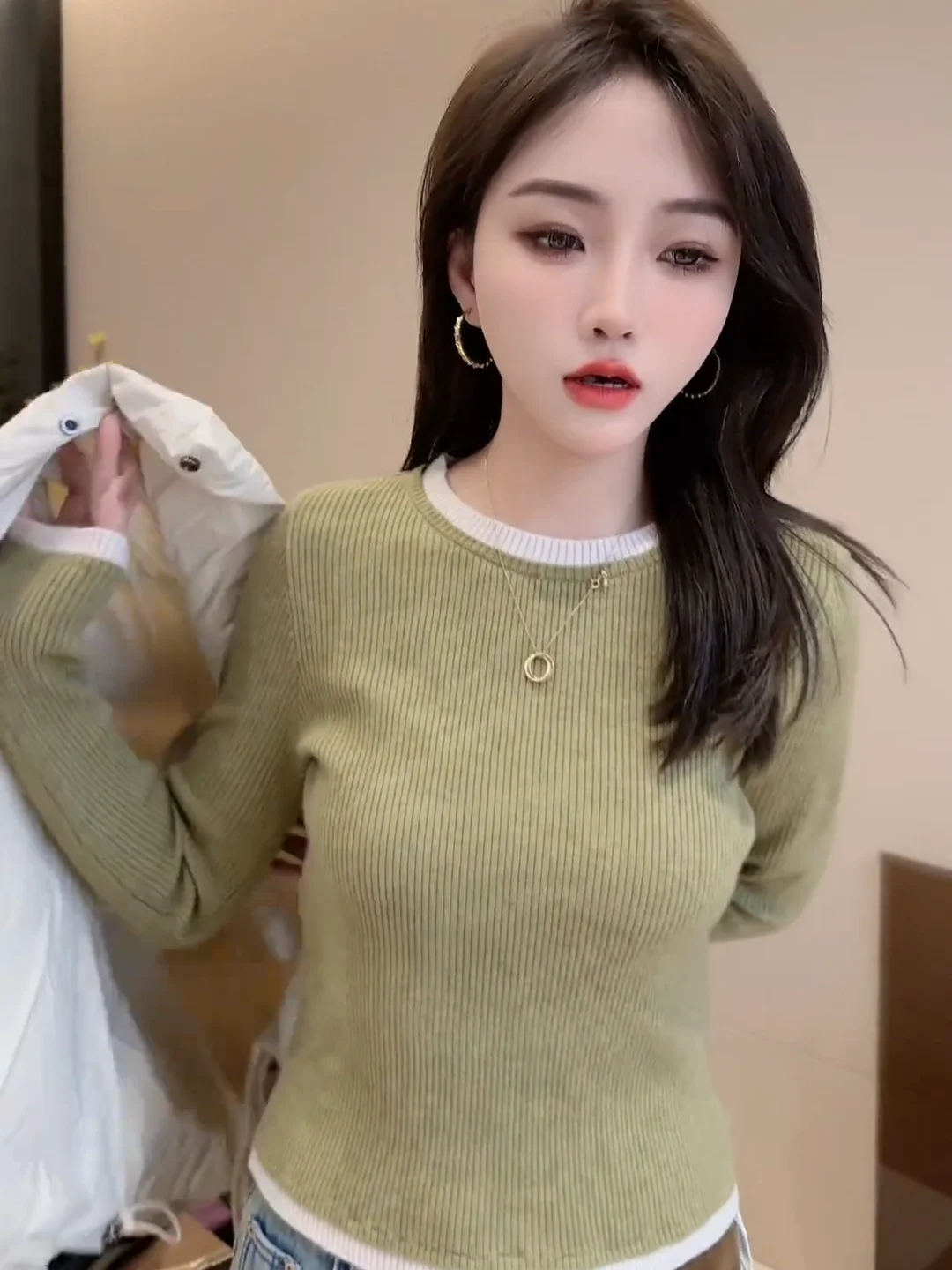 Лоскутное шитье контрастного цвета Внутренняя одежда Базовый трикотаж для