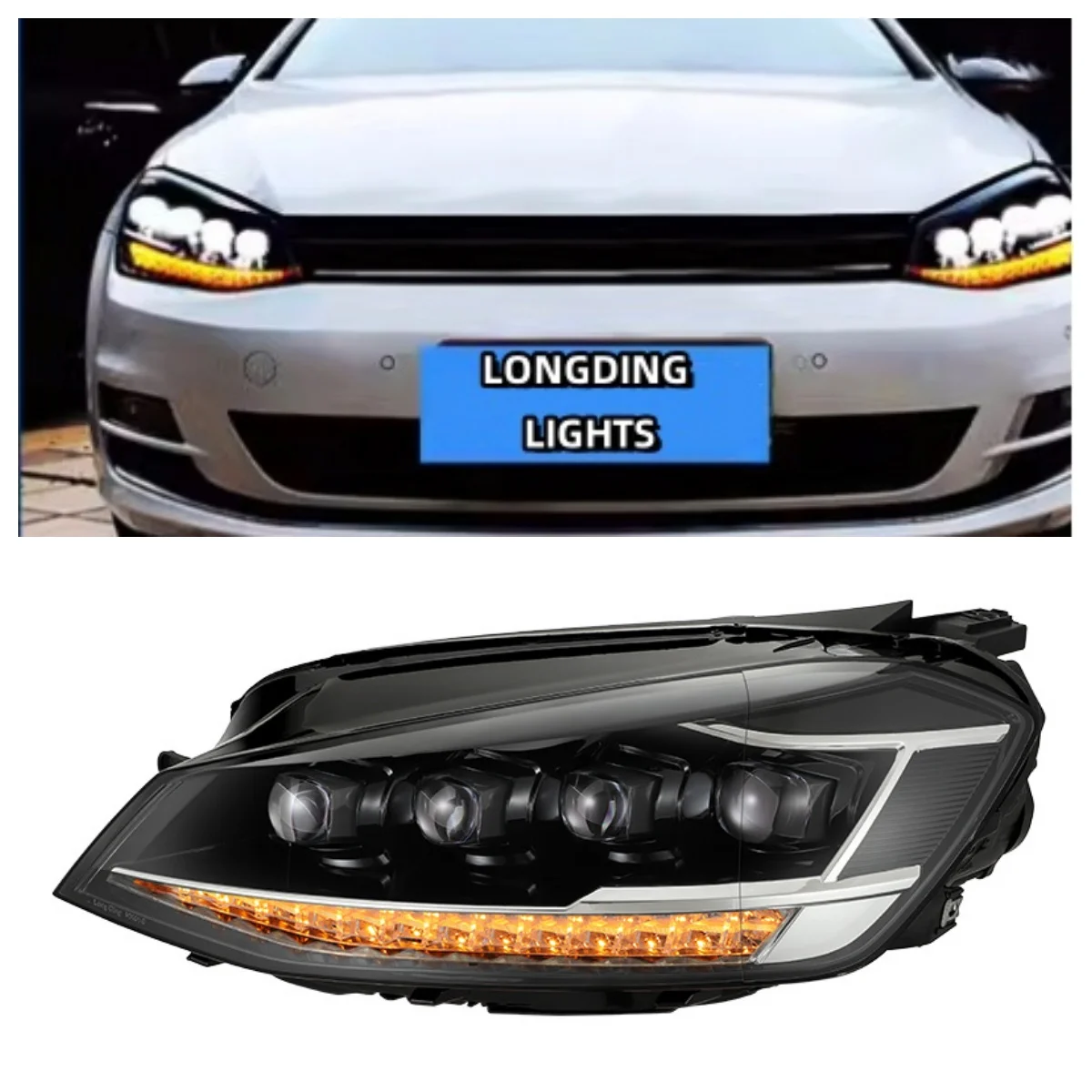Лампы для фар Longding 2014-2017 Golf 7 модификация в сборе дневные ходовые огни прозрачные