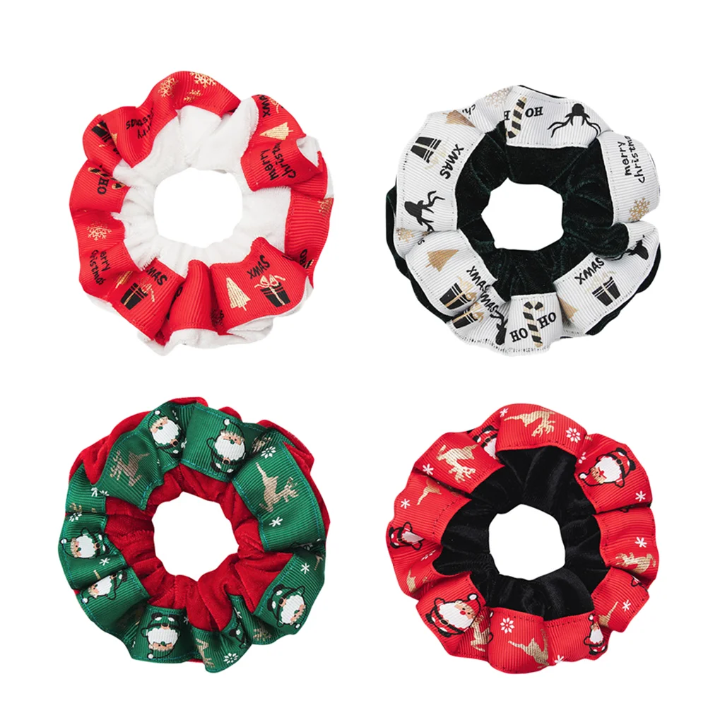 

Hair Christmas Ties Scrunchies Scrunchy Elasticsoft Ropes Santa Scrunchiebig Rope Band