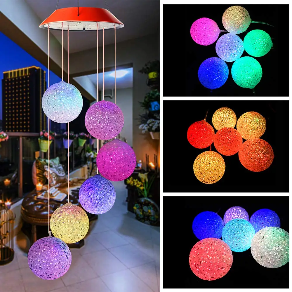 

Solar Powered LED Wind Chime Portable Color Changing Spiral Spinner Windchime House Outdoor Hanging Decorative Windbell Light