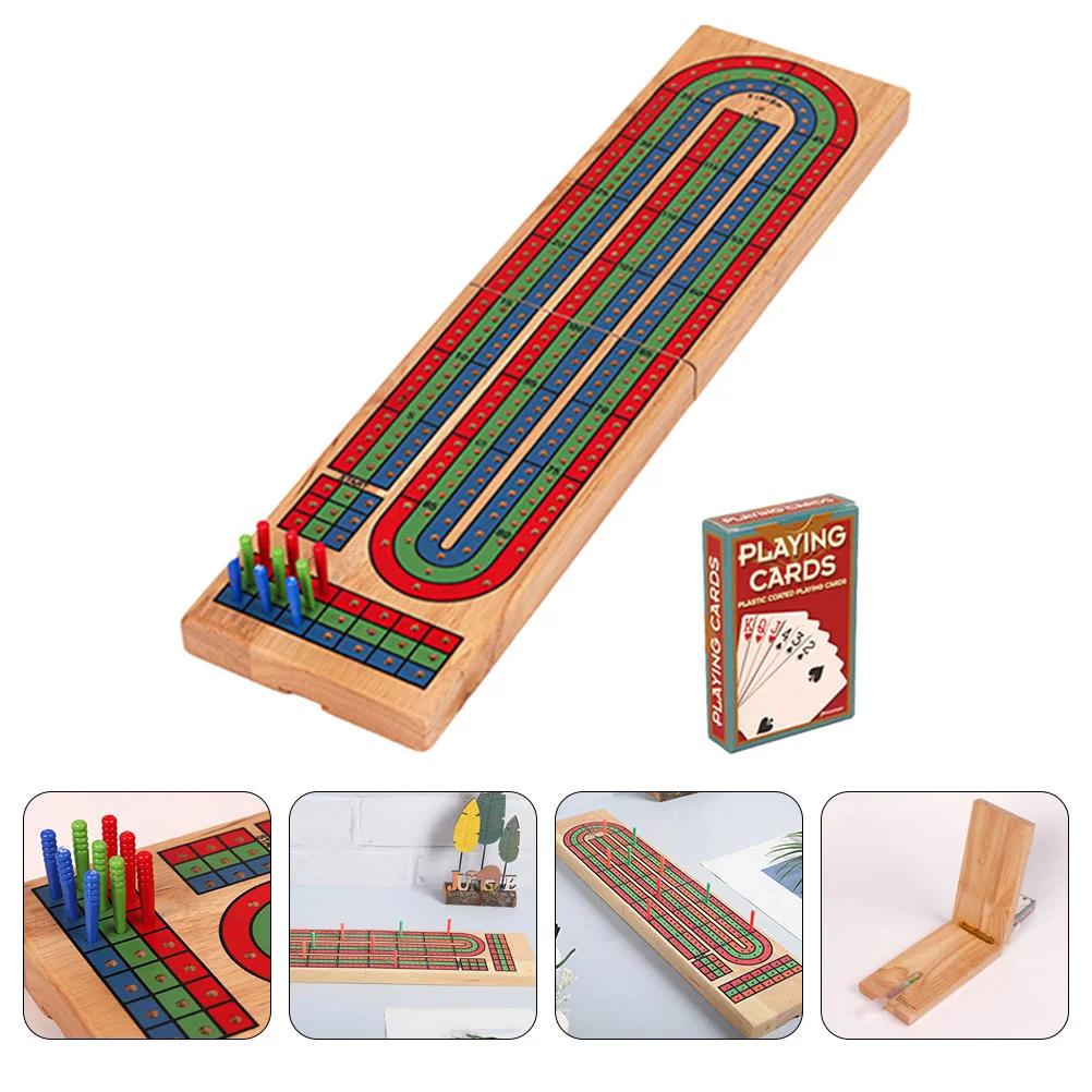 

1 Set Cribbage Board Game Set Cribbage Board with Playing Card for Travel Party