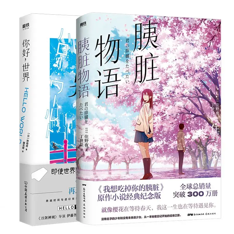 

2 Books Anime I Want To Eat Your Pancreas + HELLO WORLD Japanese Animation Original Novel Novel Youth Literature Story