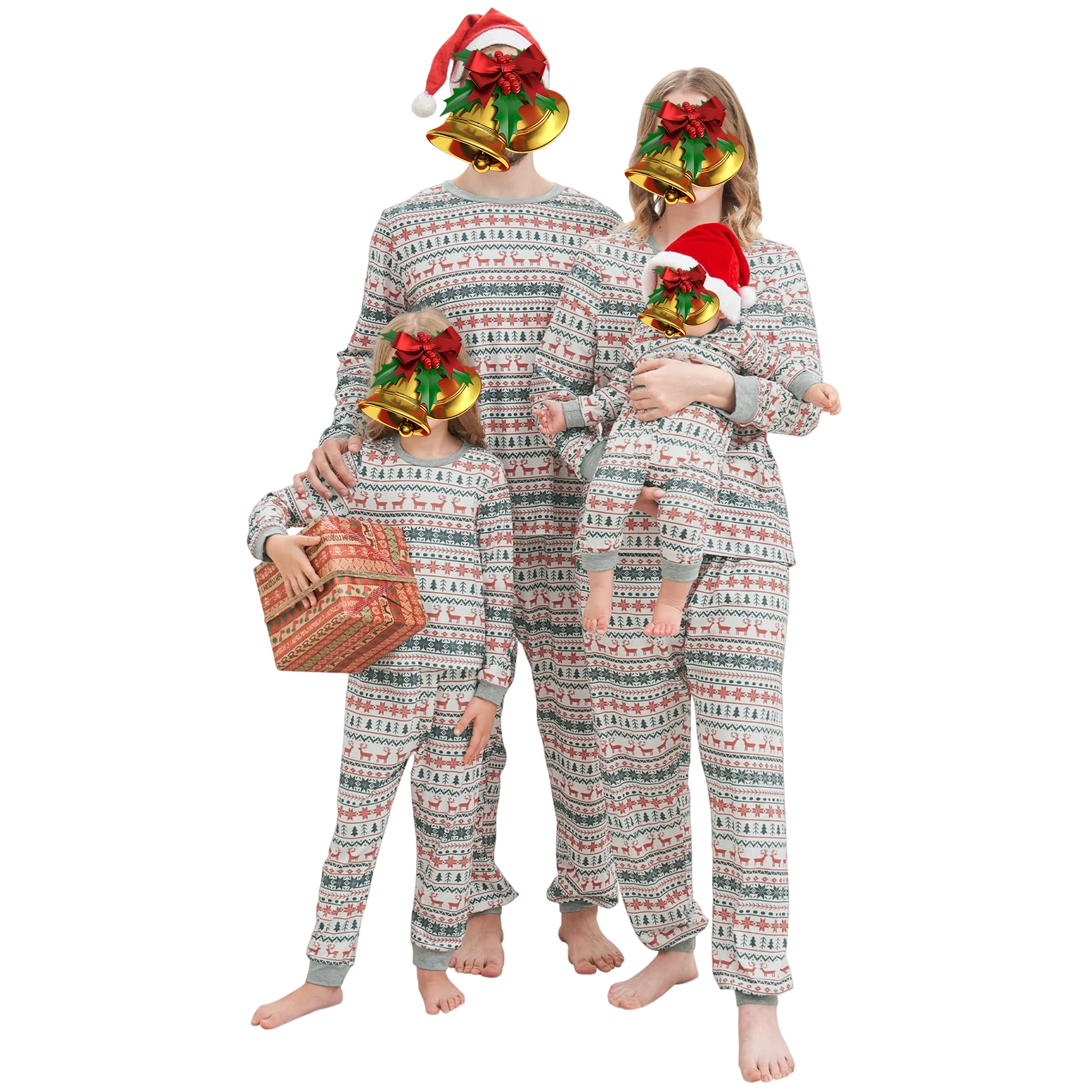 

Matching Suits For Family Christmas Snowflake Elk Printed Family look Daily Suit Long Sleeved Top Pants Family 2PCS Pajama Set