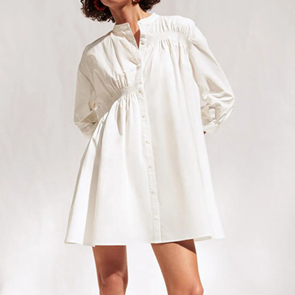 

2022 модное летнее Новое Женское поплиновое белое мини-платье