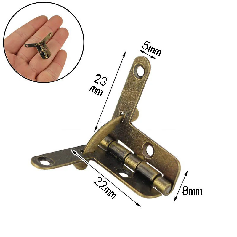 

10 шт. Античная бронзовая фоторамка, петли для шкатулки для ювелирных изделий, деревянная Подарочная коробка для сигар, крышка, пружинный шарнир 90 градусов, мебельная фурнитура