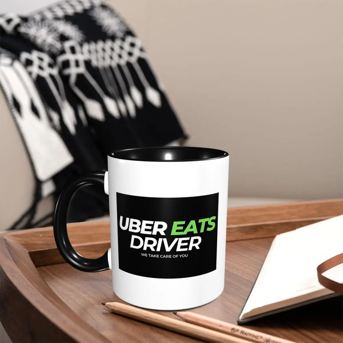 Фото Кружка для курьера Uber Eats с логотипом, забавная керамическая кружка для кофе, чая, молока, подарок для друзей №1