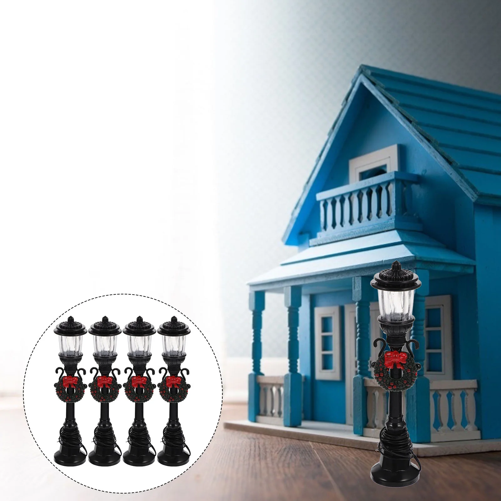 

Street Lamp Light Post Mini Christmas Lights Miniature Train Landscape Model Lamps House Accessories Railway Micro Village