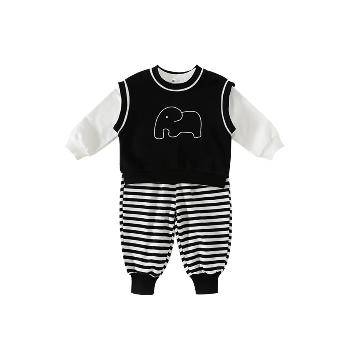 Детские комплекты в полоску новинка 2024 осенняя одежда корейский простой стиль