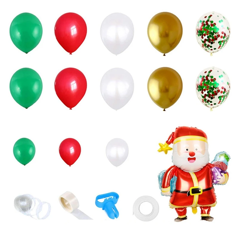 

115PCS Christmas Balloon Set Balloon Chain Garland Decoration Santa Balloon Set Christmas Party Balloon