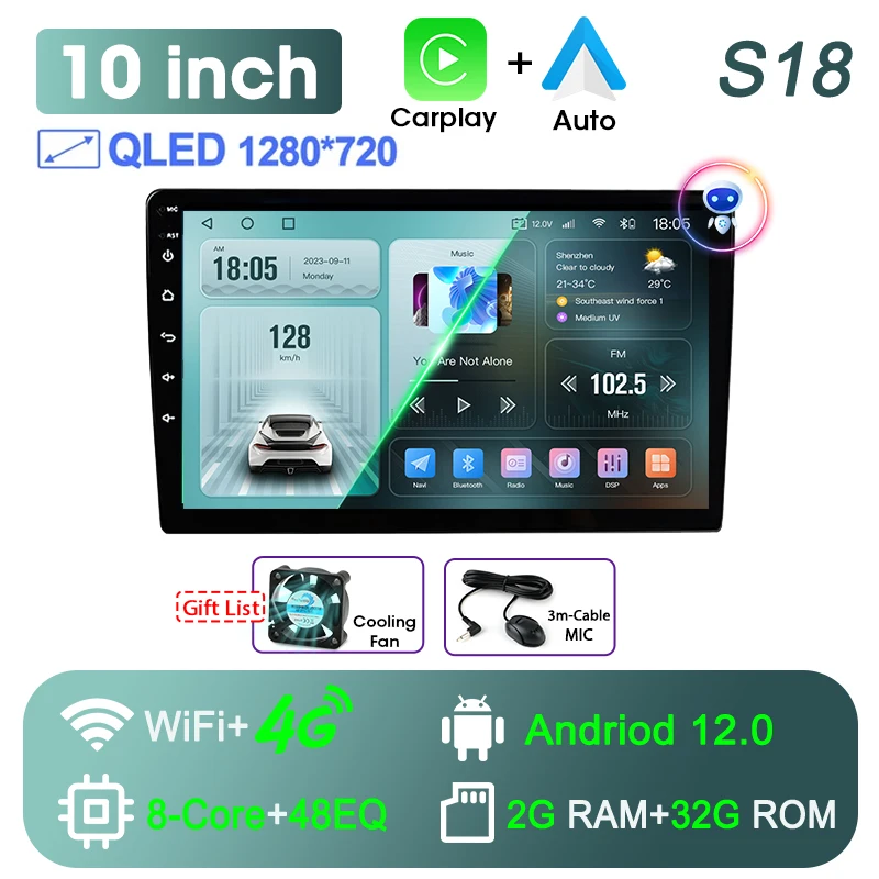 

2 Din 7 "/9"/10 "Универсальный Android 12 автомобильный радиоприемник авторадио 32G WIFI GPS автомобильный аудио мультимедийный плеер для Hyundai Nissan Toyota Kia