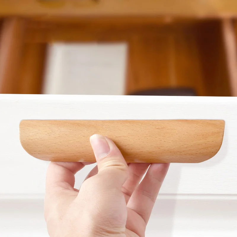 

Furniture Handle Wooden Drawer Pulls Nordic Cabinet Solid Wood Handles Environmental Friendly Wardrobe Knob With Mounting Screws