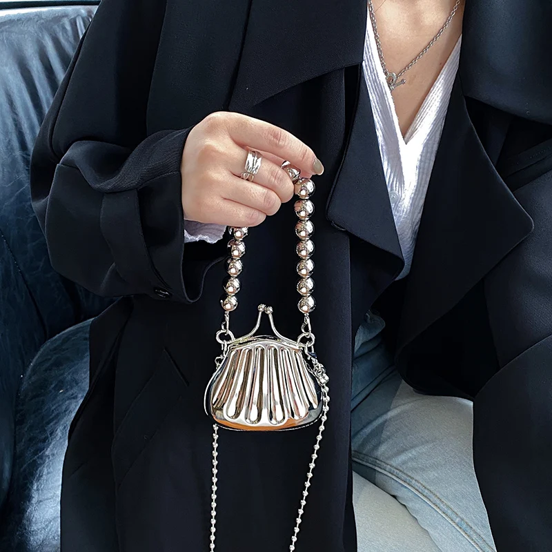 

Fashion Silver Mini Bag Women's 2022 New Retro Designer Small Bag Cute All-Match Personalized Crossbody Chain Bag for Women