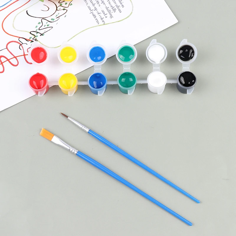 

12 Colors Acrylic Paints With 2 Brushs DIY Graffiti Pigment Set For Oil Painting DIY Handmade Toys New