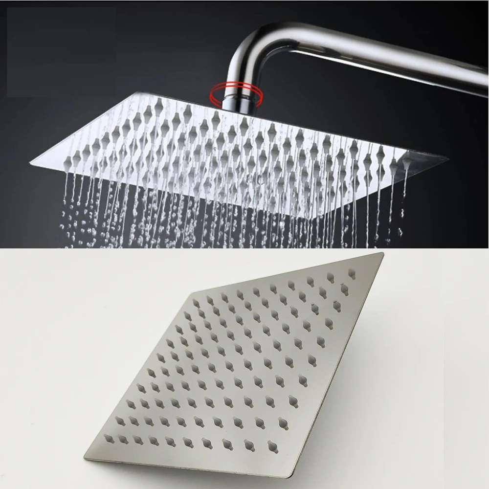 

Хромированная/черная 8-12 дюймов квадратная насадка для душа из нержавеющей стали с дождем, ультратонкие аксессуары для ванной комнаты