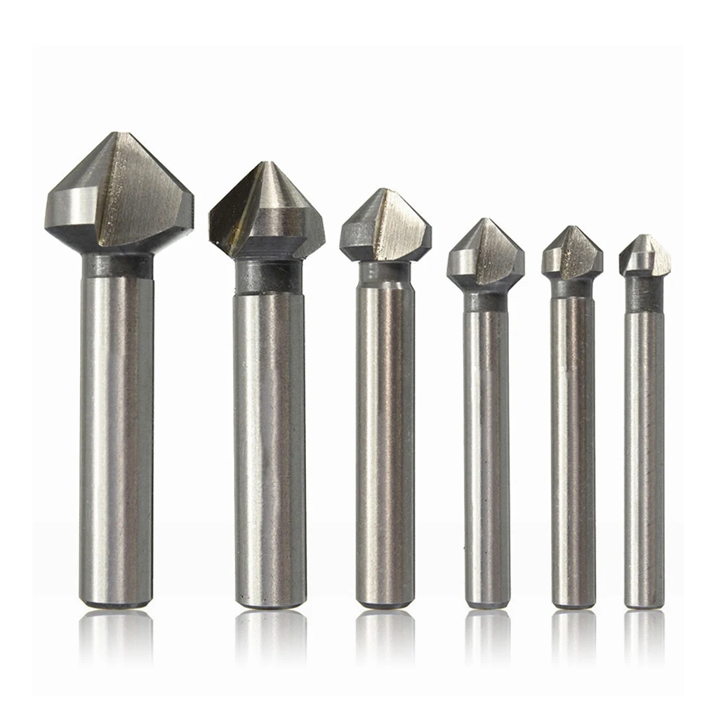 

6 Pieces Drill Bit High-speed Steel 90 Degree Woodworking Drilling Bits Round Shank Countersink Punching Hole Puncher