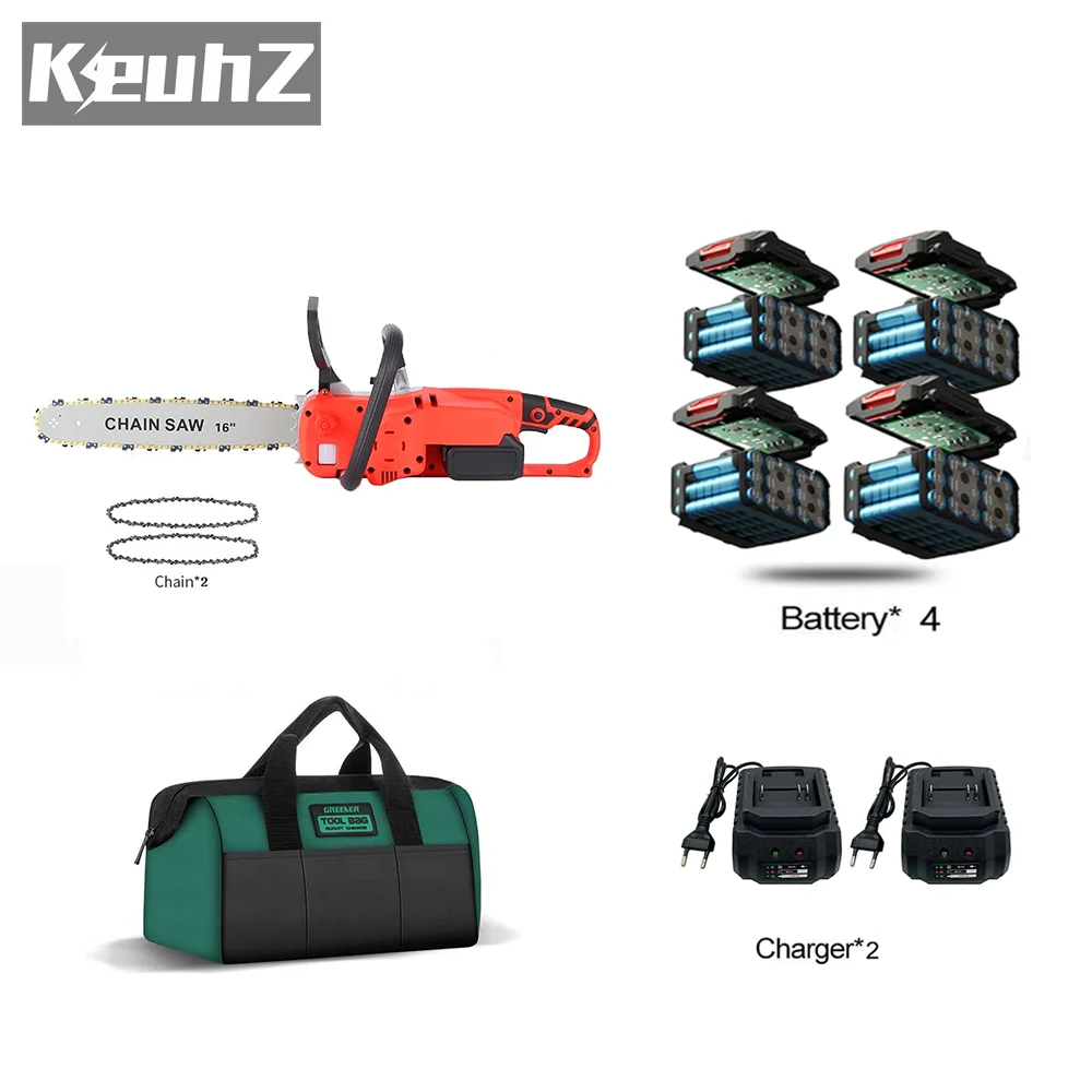

Keuhz 16 inch lithium brushless electric chain saw rechargeable small chainsaw loggers pruning landscape gardening tools