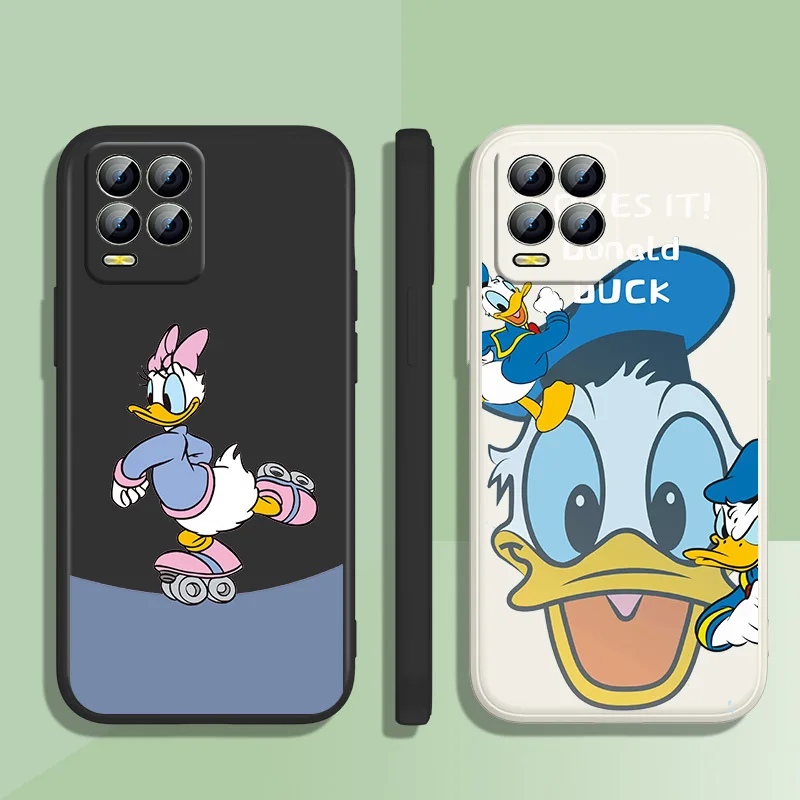 Disney Big Head Donald Duck Phone Case Liquid Rope For Realme Q3S GT S7 ST S2 C25Y C21Y C11 C17 Narzo 50A 50i 30 20 Funda Cover