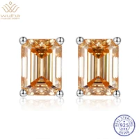 wuiha 925 sterling silver emerald cut 2ct colorful moissanite 100 passed test diamond stud earrings for women men drop shipping
