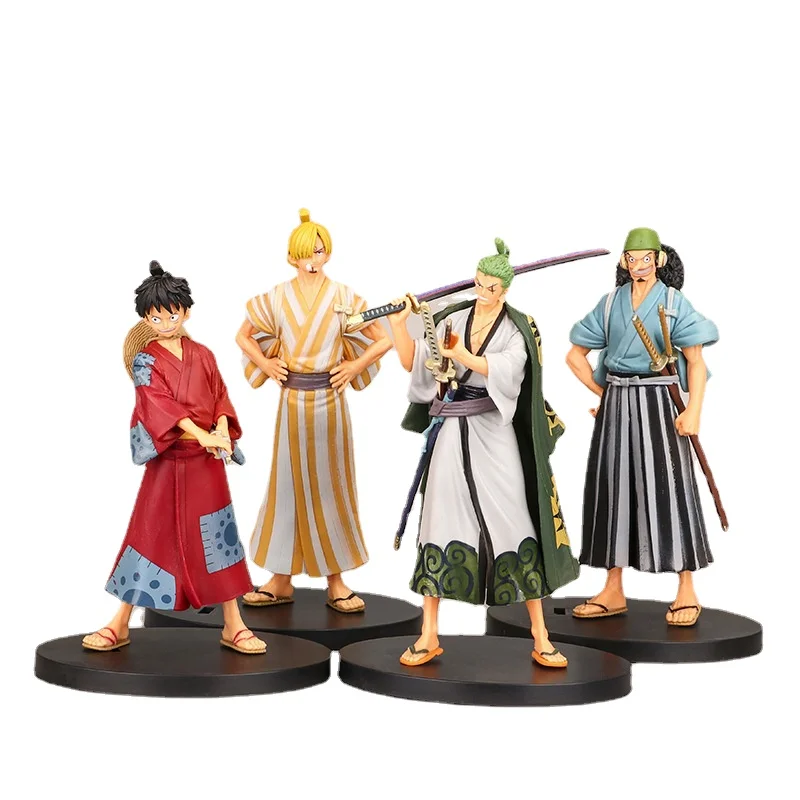 

New 18cm Anime Figure One Piece Luffy Zoro Sanji Robin Nami Brook Ornament Action Figural PVC Model Decoration Collect Toy Gift