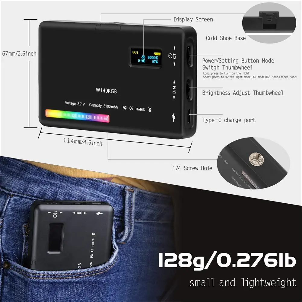 Светодиодная лампа RGB для видеосъемки фотография световая панель CRI95 + 2500-9000K