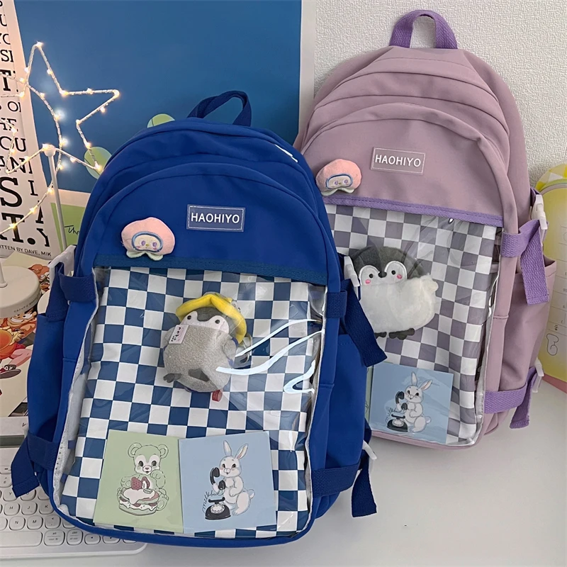 Рюкзак Kawaii Ita в японском ретро стиле клетчатый женский ранец шахматную клетку