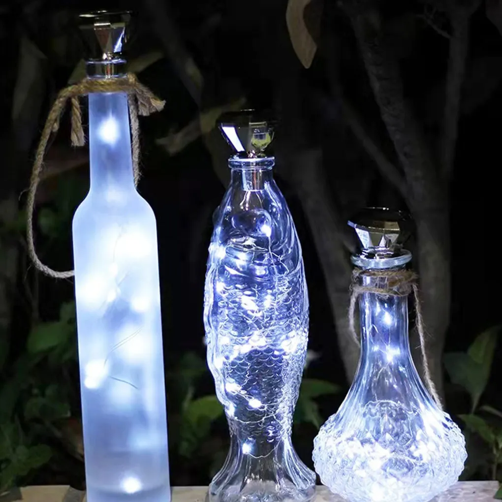 

10 Pieces Wine Bottle String Light Solar Outdoor Party Atmospheres Cork Lamp Chain Patio Lawn Lighting Warm Light