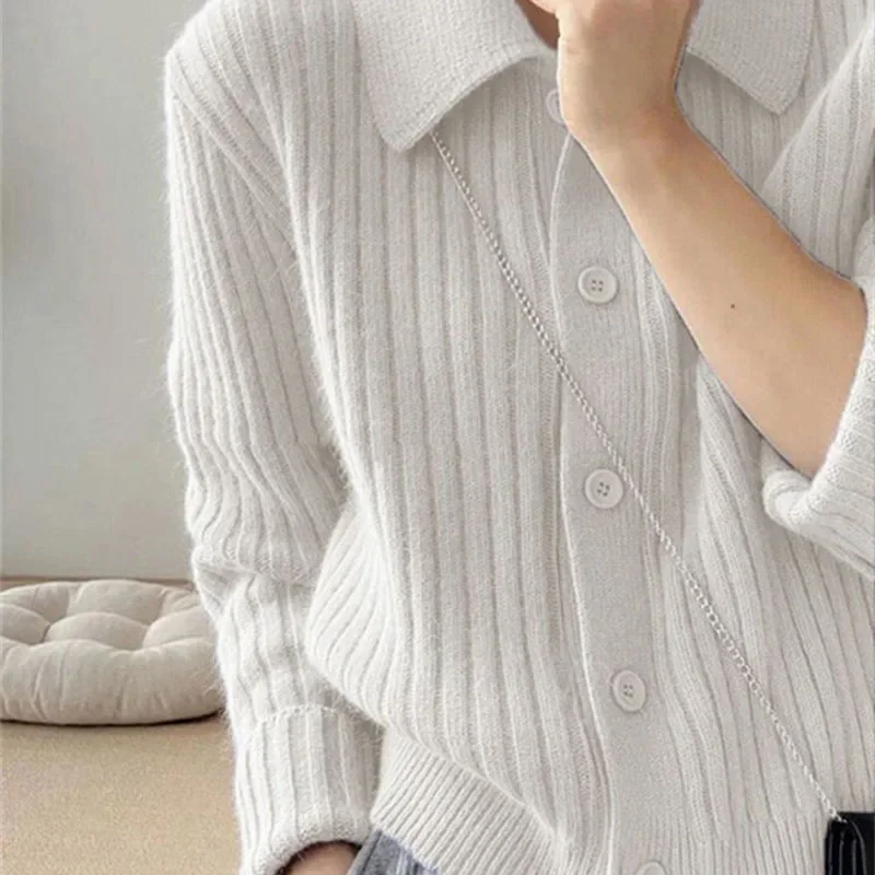 Hdspq однобортный вязаный кардиган женский осенне-зимний утолщенный теплый