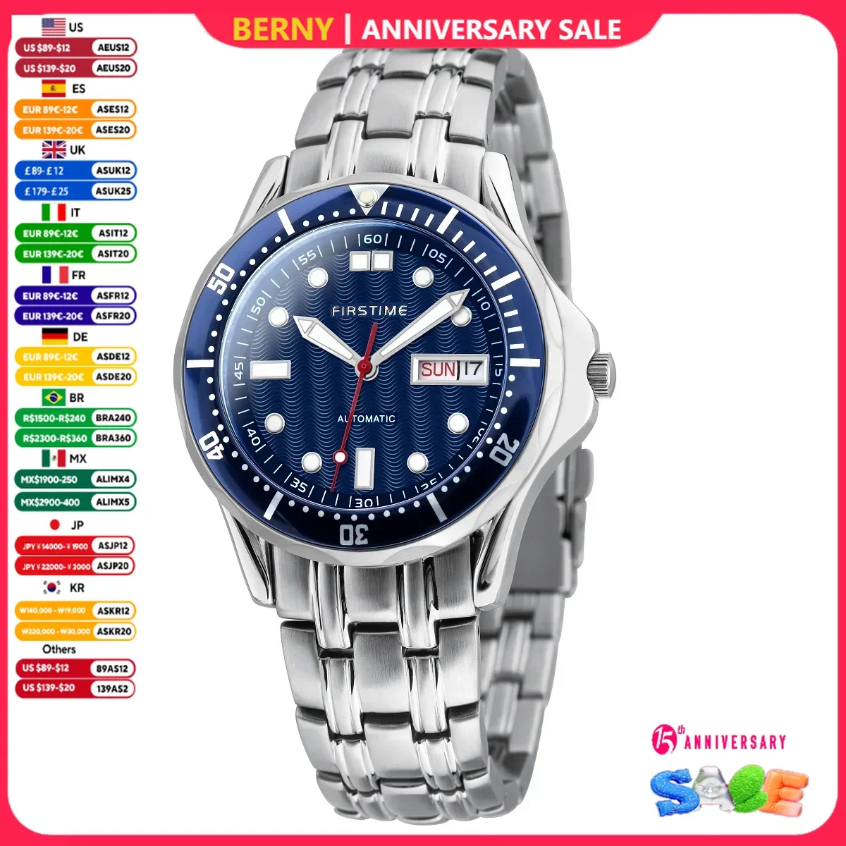 BERNY AM7097M Механические наручные часы мужские стальные