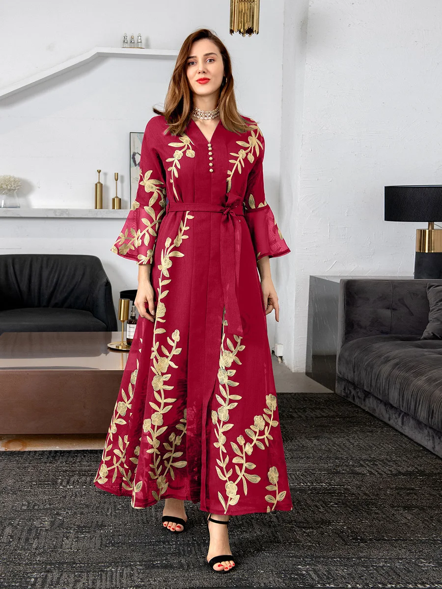 

Eid Mubarak Muslim Abaya Jalabiya Long Arab Dress Women Arabian Gown Dubai Saudi Moroccan Kaftan Ramadan Isalm Clothing Abayas