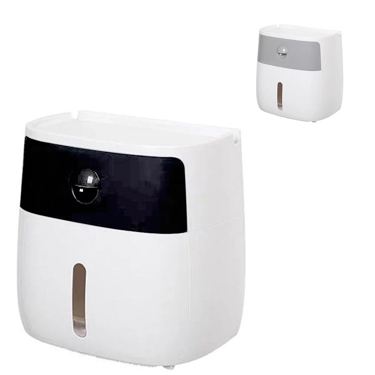 

Toilet Paper Roll Holder Box Wall Mounted Toilet Paper Holder Shelf with Storage Drawer Waterproof Multifunctional Bathroom