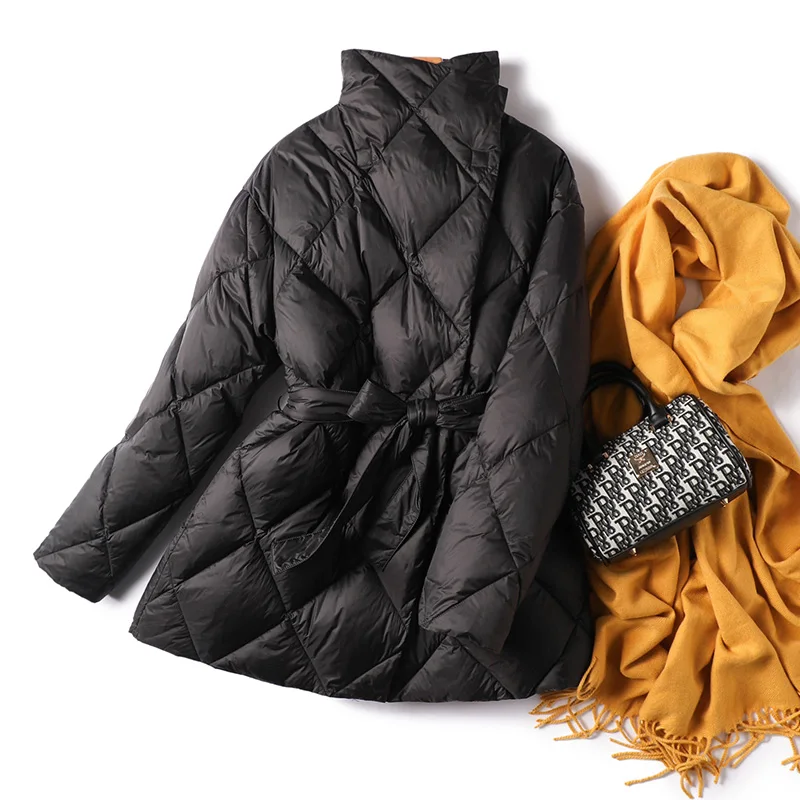 Fashion Design New Casaco Feminino Inverno 2022  90%  White Duck Down  Luxury Thin Puffer Jacket Women  Winter Coat Women