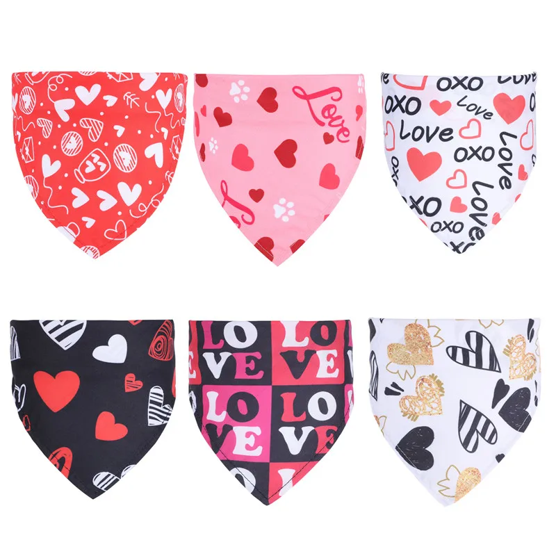 

New Cute Printed Pet Scarf Valentine's Day Pet Saliva Towel Dog Triangle Scarf Adjustable Dog Cat Decorative Accessories