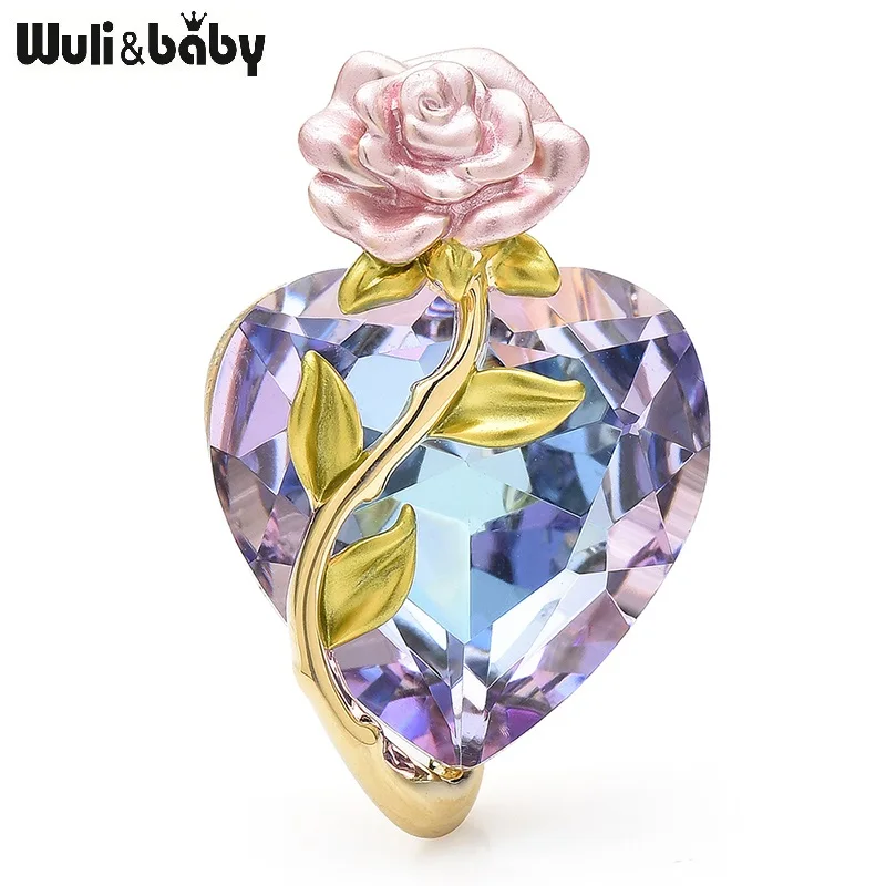 Wuli&ampbaby изысканные броши в форме сердца с розами для женщин женские