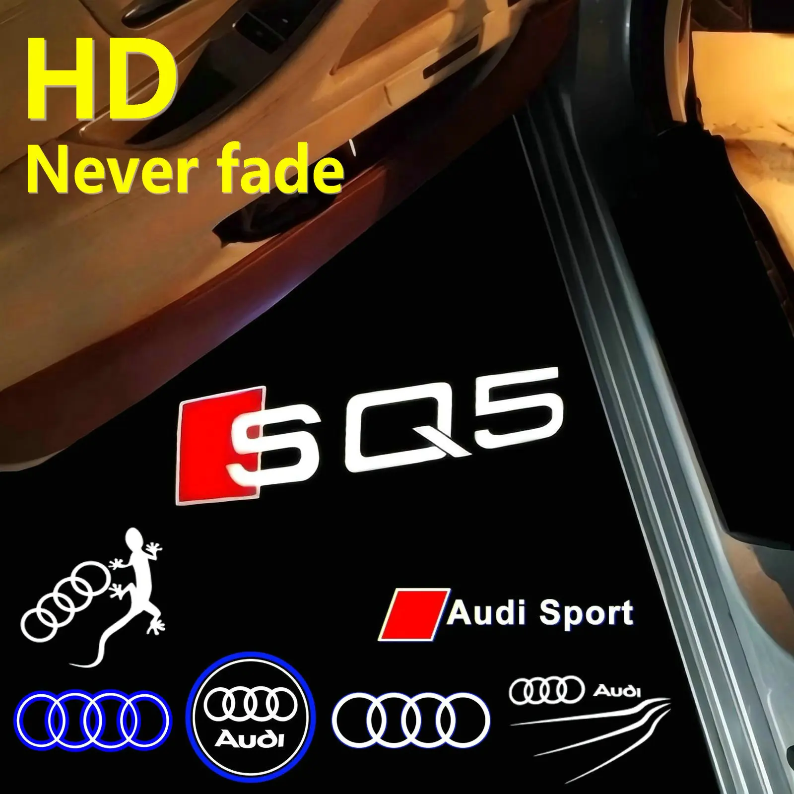 2X HD для Audi SQ5 Q5 MK2 80A FY 2010-2023 2018 2019 2020 2011 2021 2013 RS Sline светодиодный логотип двери