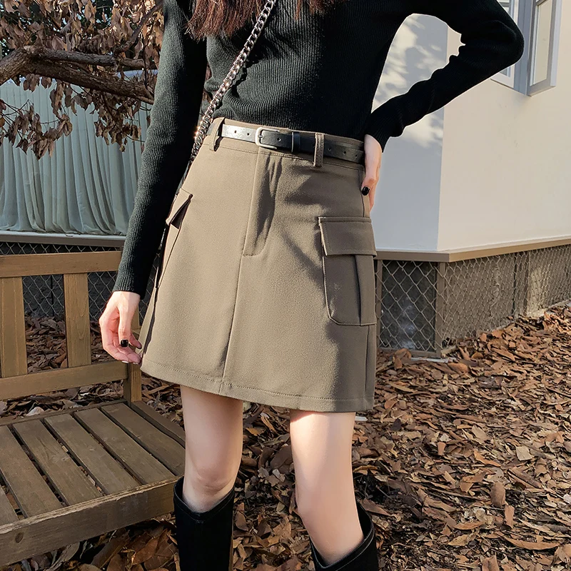 

A-line High Waisted Bodycon Mini Skirt for Women Streetwear Hip Hop Safari Style Casual Slim Short Y2k Skirts Female 7278