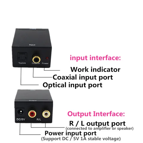 Цифро-аналоговый преобразователь аудио Coaxial/Toslink в RCA