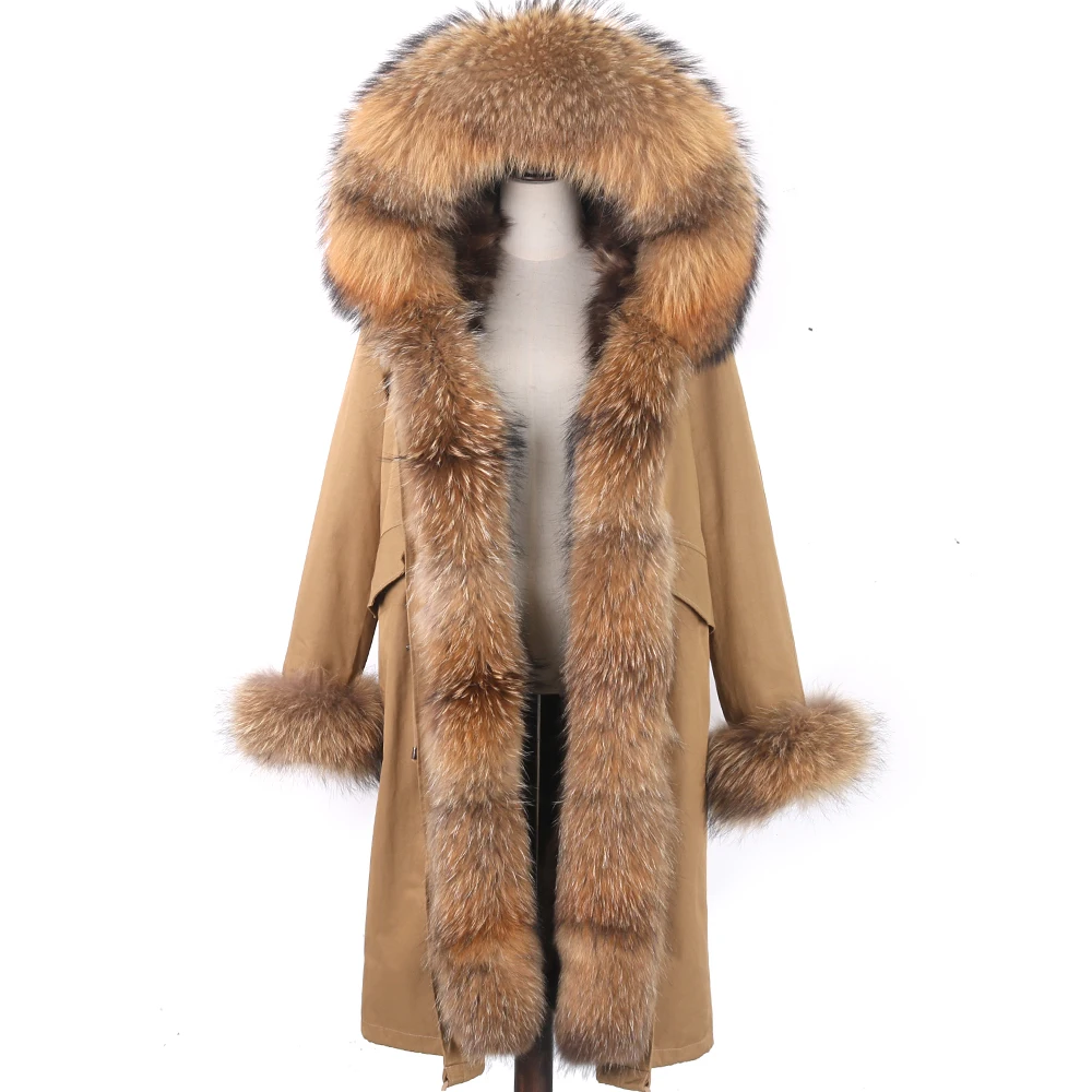 X-long Waterproof Parka Women Natural Raccoon Fur Hood Fox Fur Liner Real Fur Coat Winter Jacket Detachable Streetwear