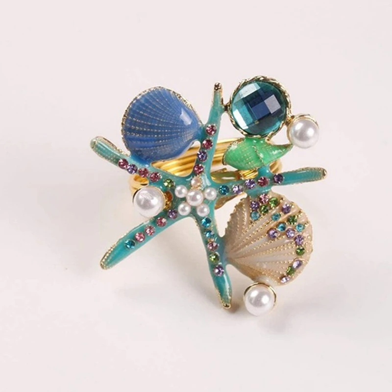 5 шт. кольца для салфеток в виде морской звезды жемчужные стразы океанские