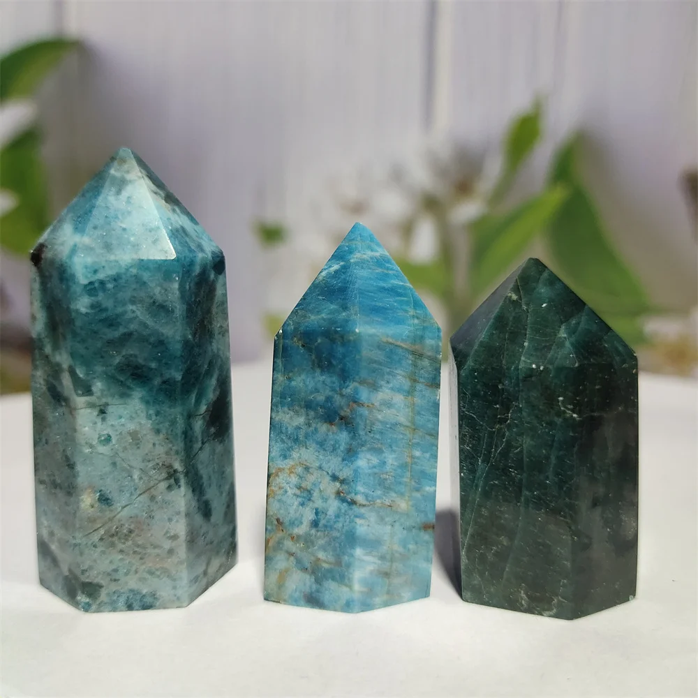 Голубой Апатит натуральный кристалл полированный драгоценный камень