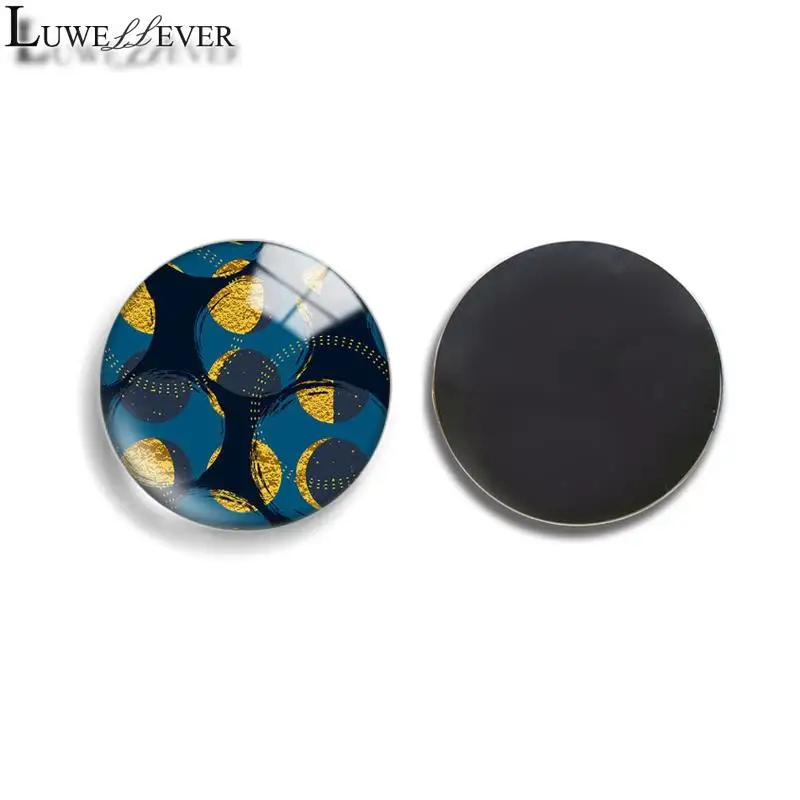 

30mm 35mm Blue Geometric Blackboard Round Glass Refrigerator Fridge Magnet Findings 627 Parts Accessories