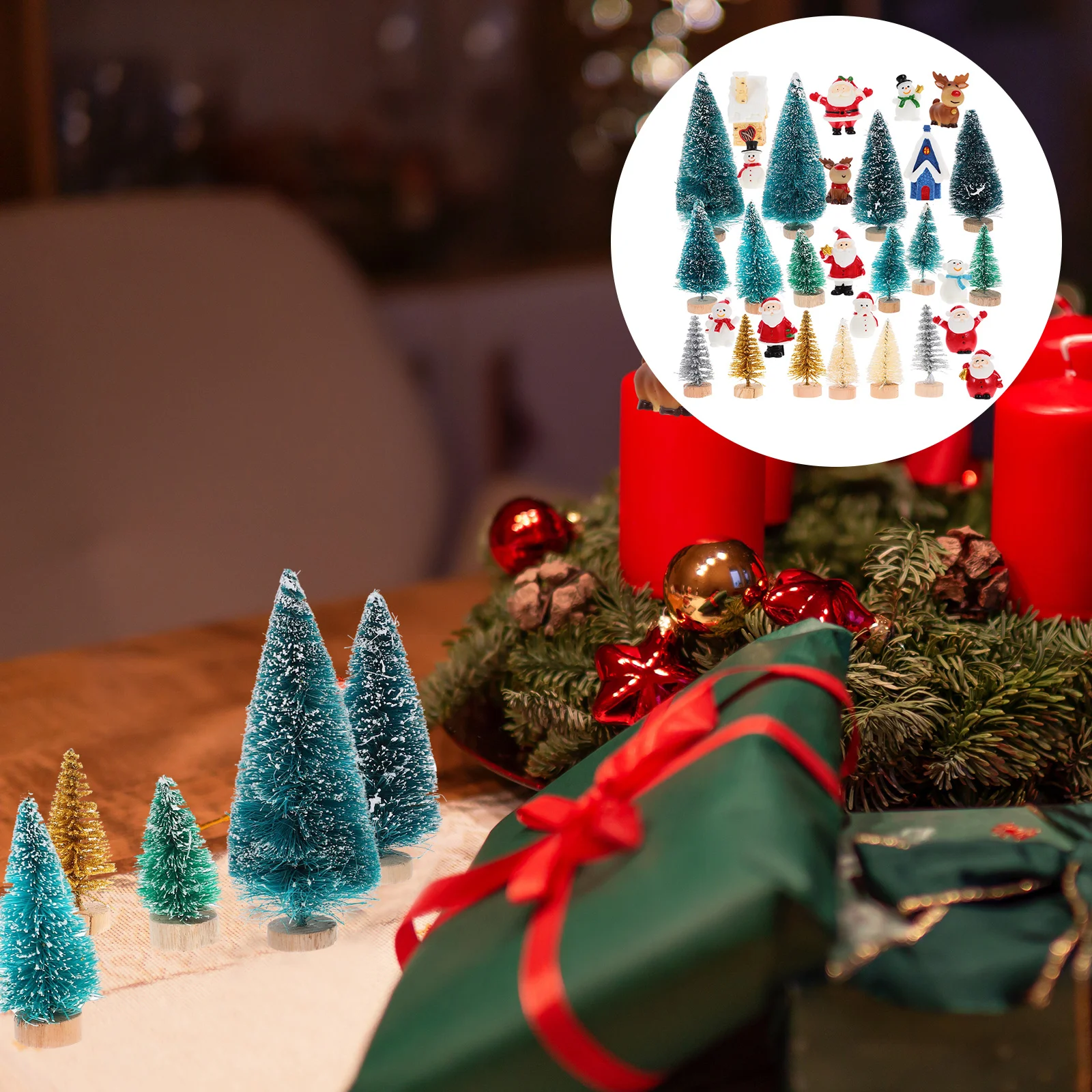 

1 Set Miniature Christmas Ornaments Xmas Themed Figurines Model Scene Layout Prop