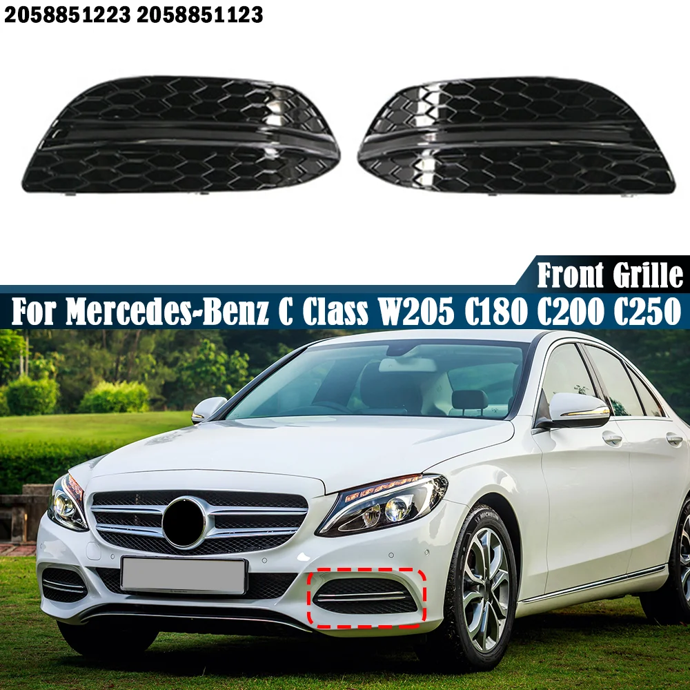 

Pair Front Bumper Fog Light Grille Cover For Mercedes-Benz C Class W205 2015-2020 C180 C200 C250 2058851223 2058851123