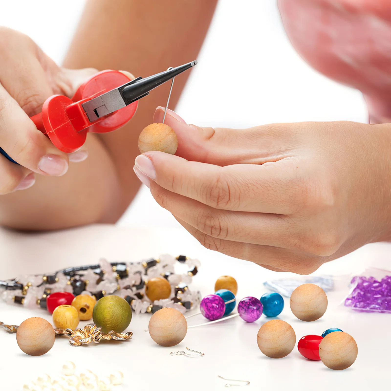 100 шт. деревянные бусины шарик 12 мм круглые без отверстий для поделок шарики