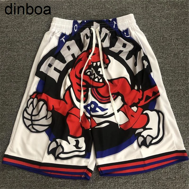 

Dinboa-new Vintage Street Basketball Pants Warriors Raptors Sports Training Men's Loose Oversized Shorts Male Casual Sweatpants