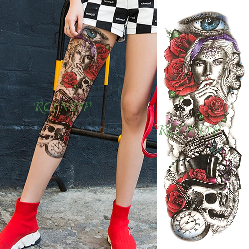 Водостойкая Временная тату-наклейка с крестиком и черепом для девочек