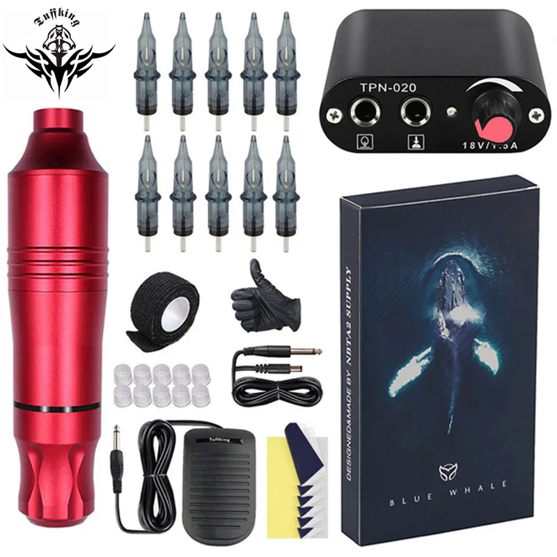 

Complete Tattoo Machine Kits Tattoo Power Supply Rotary Pen With Cartridge Needles Permanent Makeup Machine For Tattoo Body Art