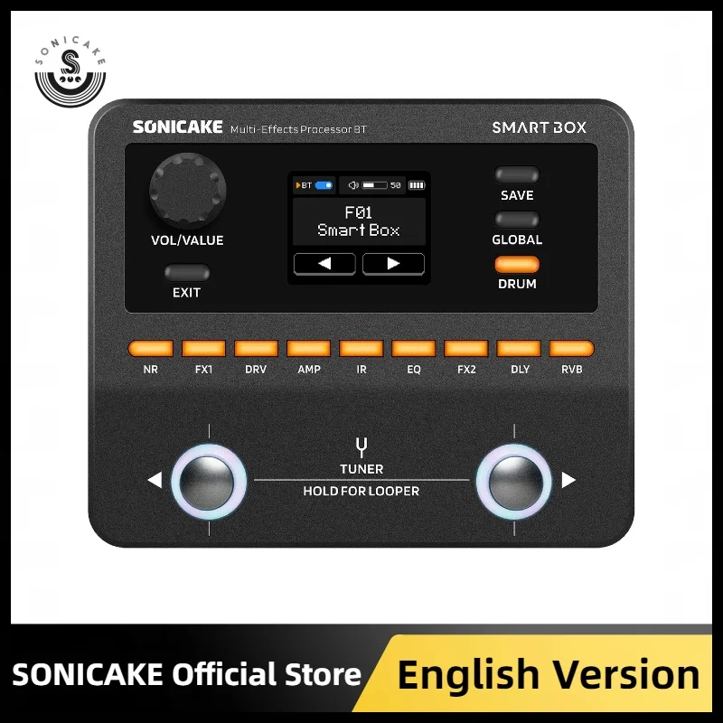 Фото Многофункциональный процессор эффектов SONICAKE Smart Box для гитары и баса, 130+ эффектов, поддержка NAM/IR, лупер, встроенный тюнер/метроном QME-20 №1