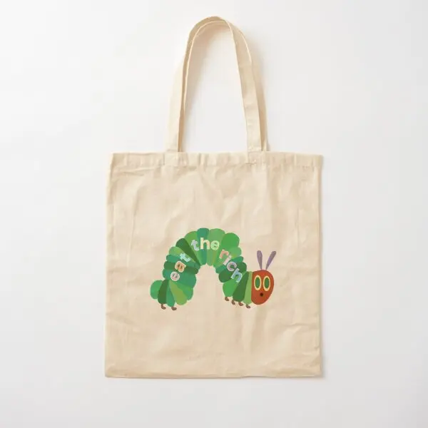 

Eat The Rich Hungry Caterpillar Cotton Canvas Bag Foldable Handbag Tote Fashion Designer Printed Shopper Fabric Grocery Women